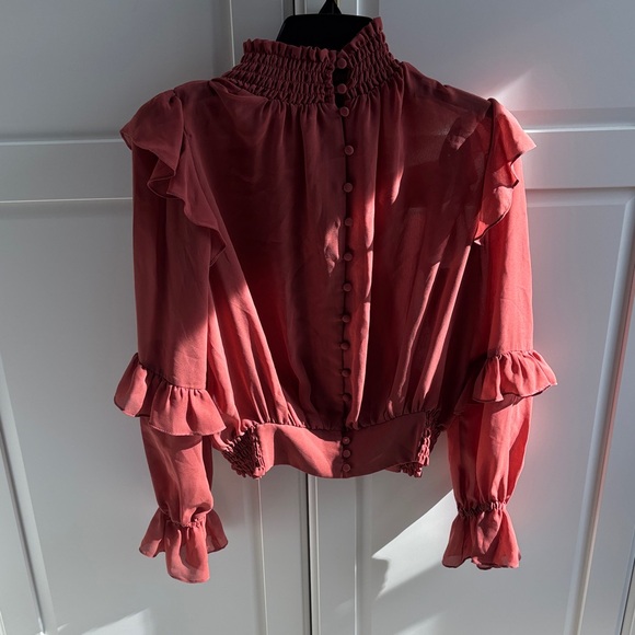 Frame Denim Ruffled Red Blouse - Picture 3 of 3